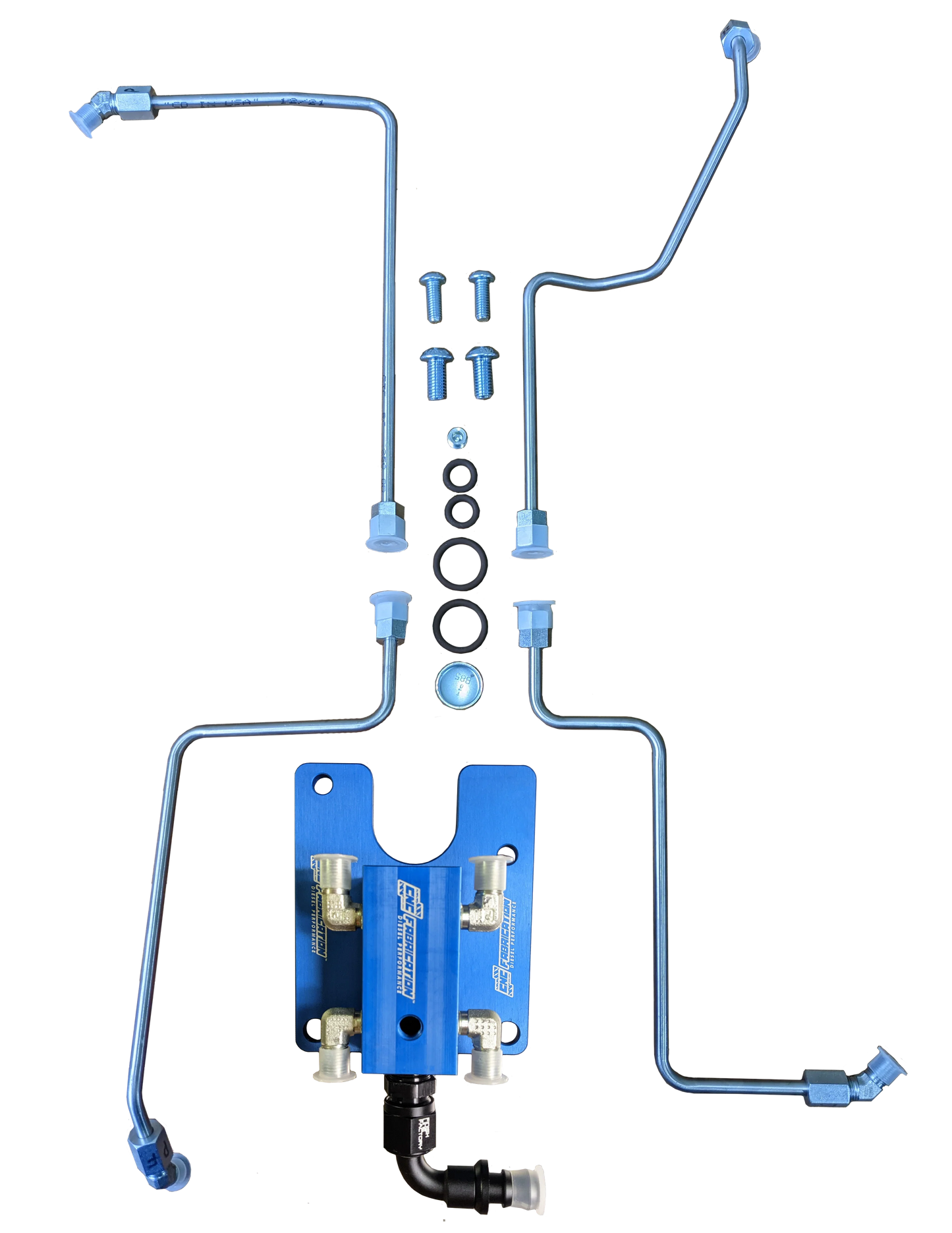 99.5-03 7.3L CNC Fab 4-Line Feed Valley Mount Fuel Line Kit - 42201X